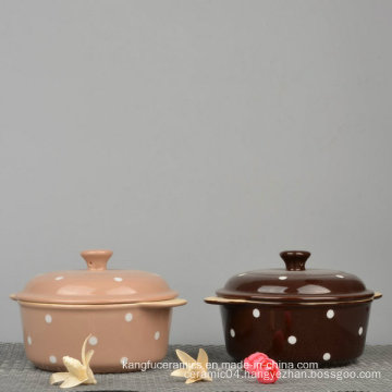 Glazed Color Dotted Design Ceramic Tureen